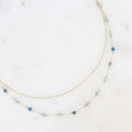 Collier double chaîne en acier inoxydable et pierres naturelles d'Agate Indien 